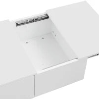 Tavolino da Salotto Lucido Bianco con Struttura Portaoggetti Push-Pull e Doppio Cassetto| Aosom Italy