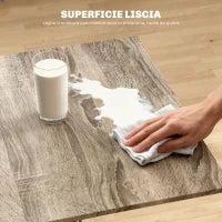 Tavolo a Ribalta con 2 Ripiani Inferiori per 6 Persone Max, in Legno 140x75x74 cm, Grigio