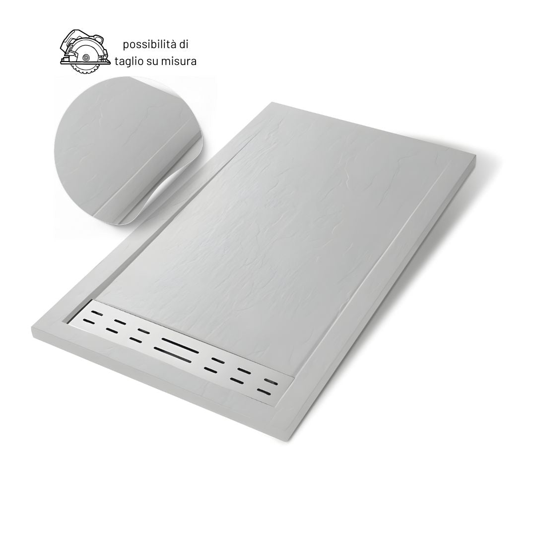 Piatto doccia mineral marmo resina antiscivolo h 4 cm *** misure l140 x p80 x h4 cm, tinta bianco, confezione 1