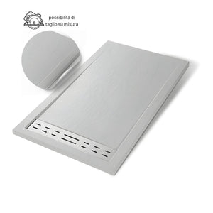 Piatto doccia mineral marmo resina antiscivolo h 4 cm *** misure l140 x p80 x h4 cm, tinta bianco, confezione 1