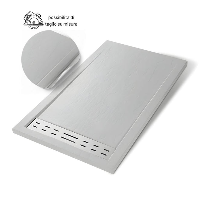 Piatto doccia mineral marmo resina antiscivolo h 4 cm *** misure l140 x p80 x h4 cm, tinta bianco, confezione 1