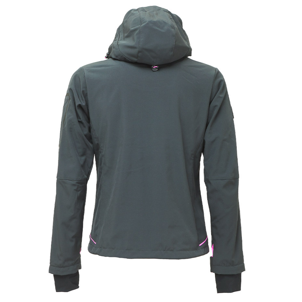 Giacca lavoro donna softshell chiusura zip cappuccio colore grey fucsia upower *** misura large - l, confezione 1