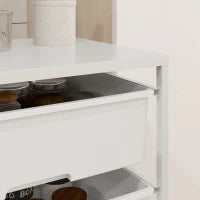 Carrello Multiuso con 3 Cestini Estraibili e Ruote per Cucina e Ufficio in Acciaio e PP, Bianco