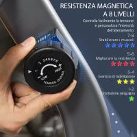 Cyclette Orizzontale Recumbent con 8 Livelli di Resistenza, Schermo LCD e Seduta Regolabile, 122-137x62x103 cm