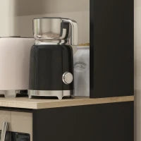 Mobile porta microonde, con armadio, cassetto e mensola superiore, 60 x 40 x 131 cm Quercia e nero