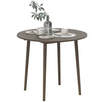 Tavolo da Pranzo Pieghevole 2 Prolunghe, Tavolo Rotondo Estendibile per 4 Persone, Gambe in Legno, Ø 89 x 73,5 cm, Grigio