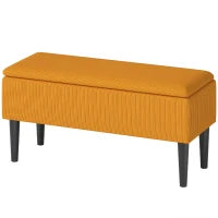 Panca Fondoletto in Poliestere e Legno per Camera da Letto e Ingresso, 95x38x45 cm, Arancione