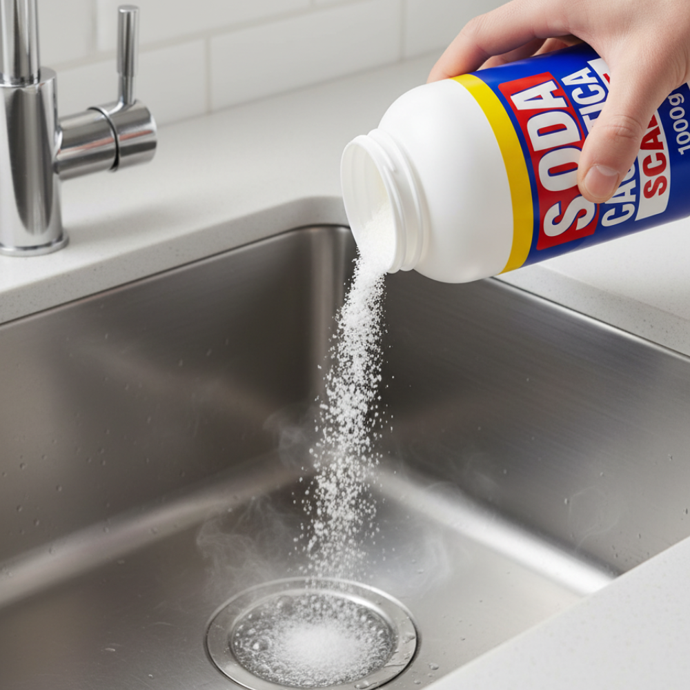 Soda caustica in scaglie disincrostante multiuso formato 1 kg pezzi 3 *** prod tipo 2, confezione 1