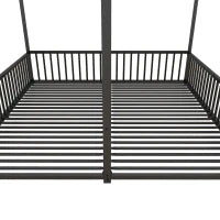 Letto per Bambini 4+ Anni Matrimoniale 90x200 cm, con Ringhiera di Sicurezza, Senza Materasso, Nero