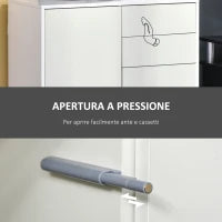 Mobiletto 2 Cassetti e 2 Ante, Apertura a Pressione, Mobile con 2 Cassetti e 2 Ante per Casa e Ufficio, 79x36x74cm, Bianco Opaco