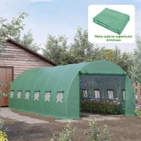 Telo per Serra in PE con 12 Finestre, Porta Avvolgibile e Bordi Interrati, 6x3x2 m, Verde