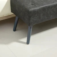 Panca Imbottita con Gambe in Legno 114x38x42 cm Grigio