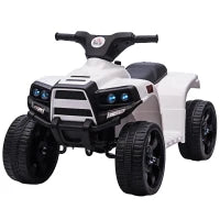 Quad Elettrico per Bambini ATV 6V, Quad per Bambini con Fari e Clacson, Velocità 3km/h, Età 18-36 Mesi, 65x40x43cm, Nero Bianco