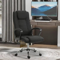 Sedia da Ufficio Ergonomica, Basculante e Imbottita con Altezza Regolabile, 62x76x110-119 cm, Nero