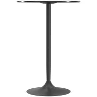 Tavolo Alto da Bar Moderno Rotondo con Base in Acciaio e Piano in MDF, Ø70x102cm, Nero