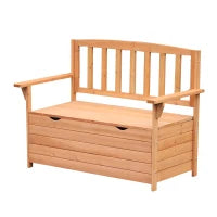 Panchina da Giardino 2 Posti con Vano Contenitore Legno 112x58x84cm