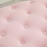 Pouf Contenitore Ovale Imbottito e Trapuntato in Velluto, 71x52x42cm, Rosa