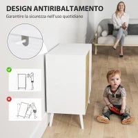 Credenza Moderna con Armadietto e Vano Portaoggetti, in Legno, 80x39x76 cm, Bianco