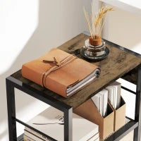 Supporto per stampante Supporto per stampante con ruote, prese, porte USB e USB-C fino a 40 kg Marrone Rustico