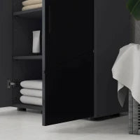 kleankin Mobiletto Bagno 2 Ante in Legno con 3 Ripiani e Chiusura Ammortizzata, 60x30x82cm, Nero