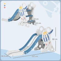Scivolo per Bambini 18-36 Mesi in PE e PP a Tema Spaziale con Scale Antiscivolo, 157x46.5x80 cm