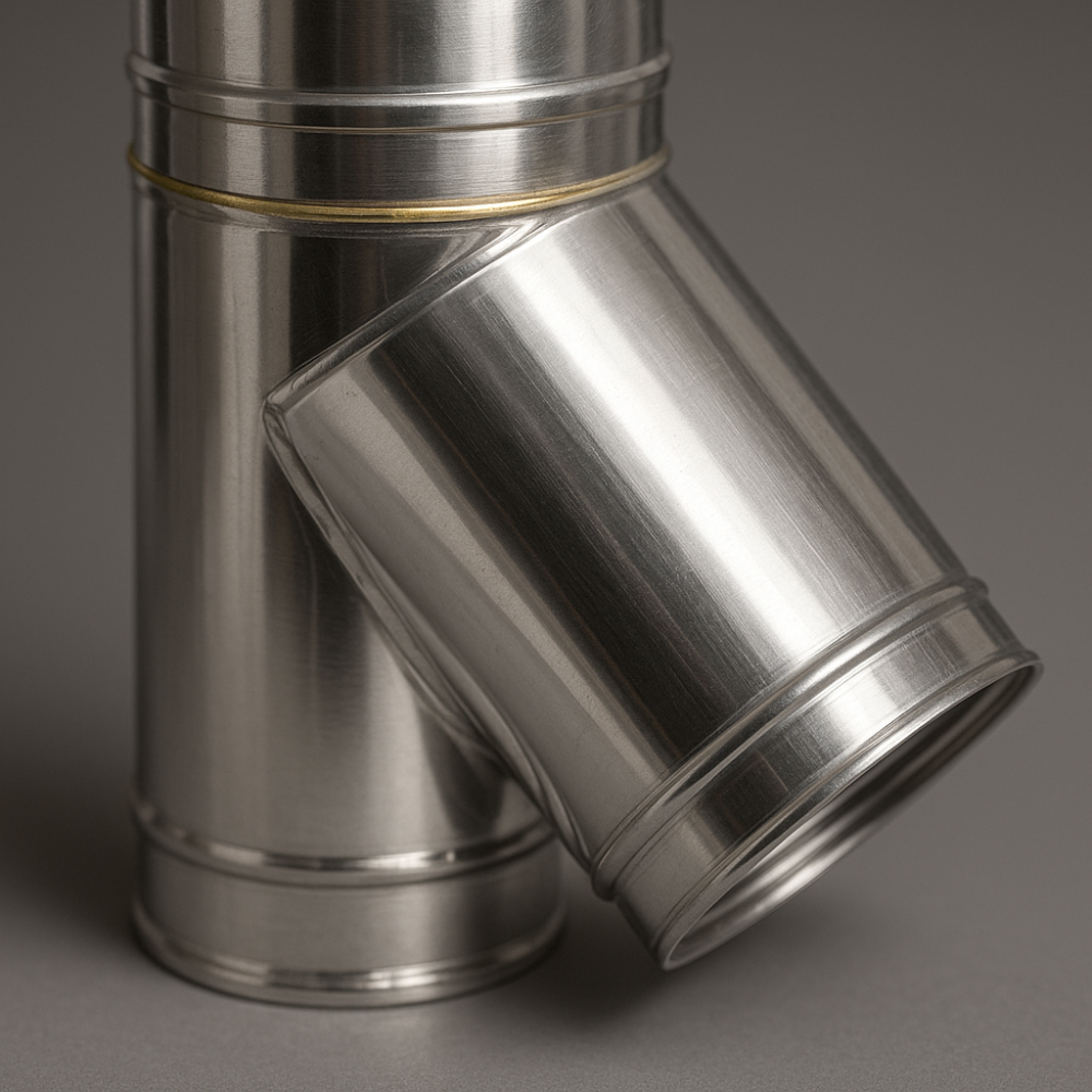 Raccordo braga 135° doppia parete metallica spessore 0,5 mm canna fumaria *** misura Ø 150/200 mm, confezione 1