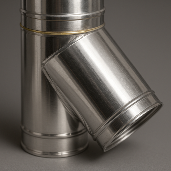 Raccordo braga 135° doppia parete metallica spessore 0,5 mm canna fumaria *** misura Ø 150/200 mm, confezione 1