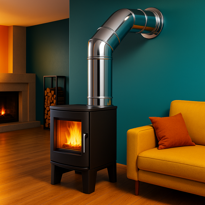 Curva 90° acciaio inox Ø 180/230 mm spessore 0,5 mm canna fumaria doppia parete