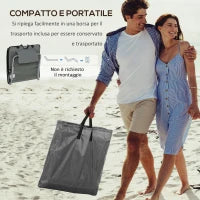 Set 2 Lettini Spiaggia Pieghevoli con Schienale Regolabile a 5 Livelli e Borsa, Grigio