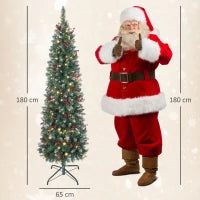Albero di Natale Illuminato con 200 Luci LED, 42 Pigne e 42 Grappoli di Bacche, Ø65x180 cm, Verde e Argento