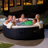 28432EX - Purespa Plus Bubble Massage Set Navy 216X71Cm 6 Posti Con Pompa, Riscaldatore, Sistema Di Purificazione Acqua, 170 Getti, Telo Base, Telo Copertura, Dispenser Di Cloro, 2 Poggia Testa