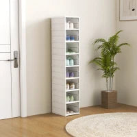 Scarpiera con 8 Contenitori per Scarpe Impilabili e Pieghevoli con Pannello Trasparente, Bianco