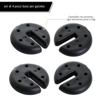 Base per Tenda 4pz Riempito con Cemento Peso 8.8kg Φ20 × 4.5cm