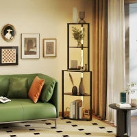 Lampada da terra con ripiani ad angolo 4 livelli, LED dimmerabile, 55,5 x 39,5 x 163 cm, Nero