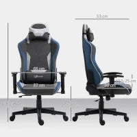 Sedia da Gaming Reclinabile a 150° con Funzione Dondolo, in Tessuto Effetto Lino, 66x53x128-138 cm, Grigio