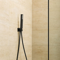 Kit set doccia ottone nero opaco con supporto presa acqua quadro *** confezione 1