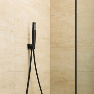 Kit set doccia ottone nero opaco con supporto presa acqua quadro *** confezione 1