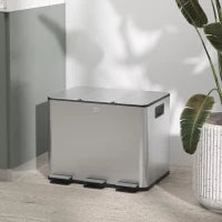 Bidone Immondizia a 3 Sezioni da 20L con Chiusura Silenziosa, in Acciaio Inox e PP, 61.9x36.6x56.7 cm