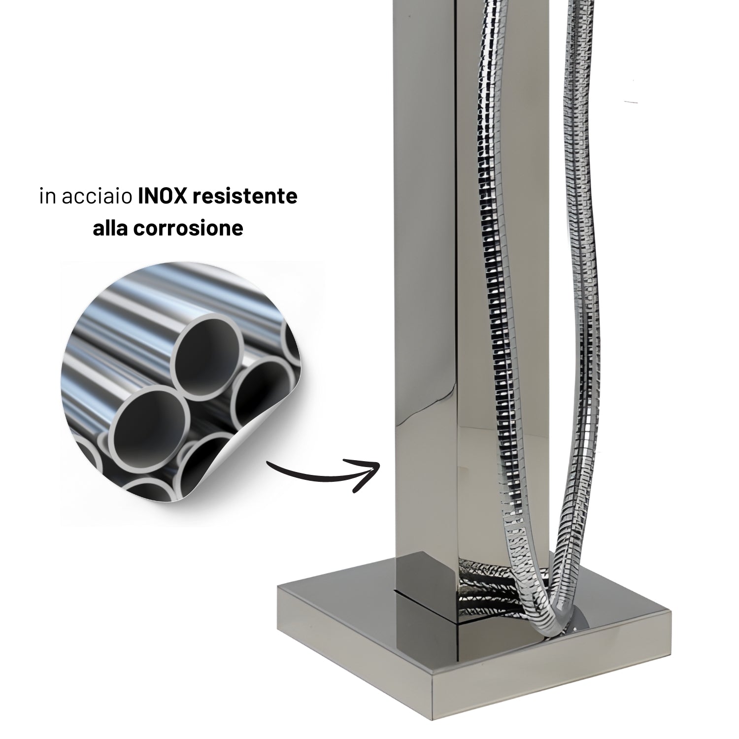 Fontana da giardino a colonna esterno in acciaio inox con cover impermeabile *** modello salice, confezione 1