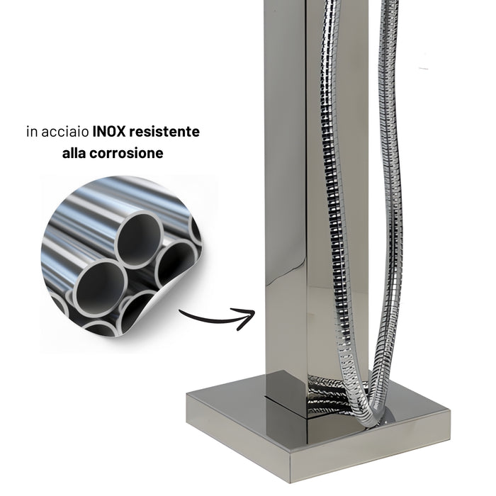 Fontana da giardino a colonna esterno in acciaio inox con cover impermeabile *** modello salice, confezione 1