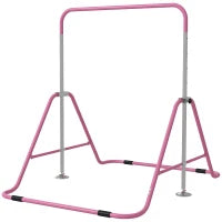 Sbarra per Trazioni Pieghevole per Bambini 3-8 Anni con Altezze Regolabili in Acciaio, 154x106.2x88.5-128.5cm, Rosa