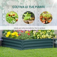 Letto per Orto Rialzato a Fondo Aperto con Rivestimento, in Acciaio Zincato, 120x120x30 cm, Verde