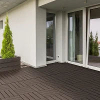 Set 9 Mattonelle a Incastro per Terrazzo, Piastrelle per pavimenti (30x30x2cm) in PP Antiscivolo, Area: 0.81 mq Marrone
