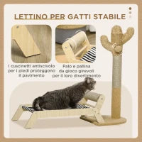 Amaca per Gatti con Tiragraffi per Gatti a forma di Cactus Design 2 in 1 per Interni, 88.5x31.5x76.5 cm