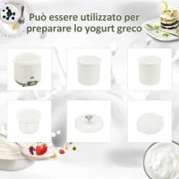 Yogurtiera 20W da 1.5L per 3-5 Persone con 2 Vasetti e Colino, in Plastica, 19.5x17.5x21.4 cm, Bianca