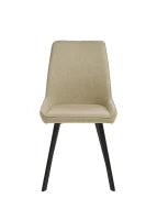 E-STYLO Sedia da pranzo in microfibra beige con gambe e struttura in metallo nero, 48cm X 60cm H. 87cm.
