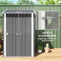 Casetta da Giardino Porta Attrezzi in Acciaio Galvanizzato e Porta, 100x103x160cm, Grigio