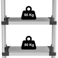 MONGARDI Scaffale in resina PVC 4 ripiani portata 80 Kg,  80x40x165 cm