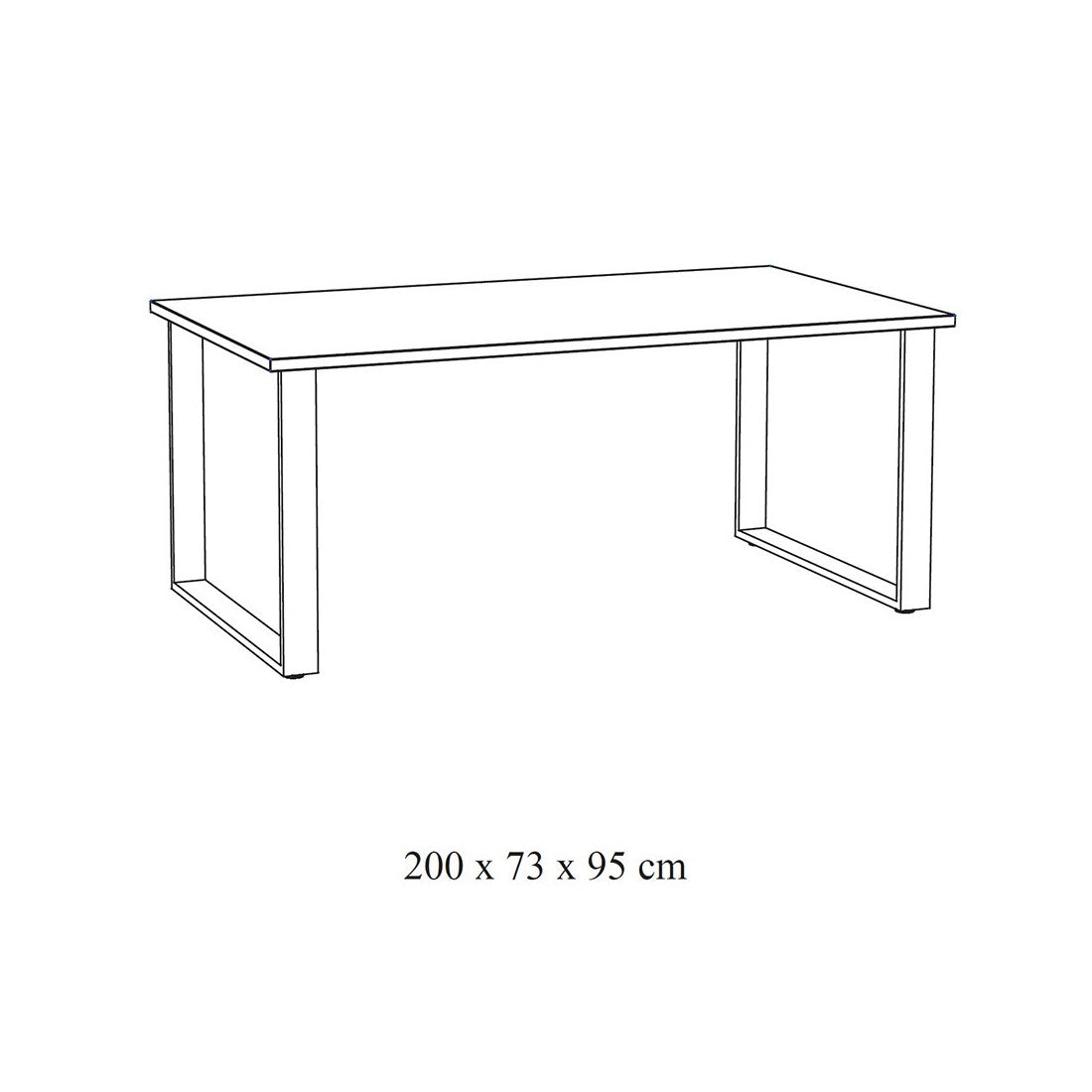 Tavolo da pranzo per 10 persone, collezione NEWTON, colore rovere chiaro. Gambe in metallo.