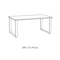 Tavolo da pranzo per 10 persone, collezione NEWTON, colore rovere chiaro. Gambe in metallo.